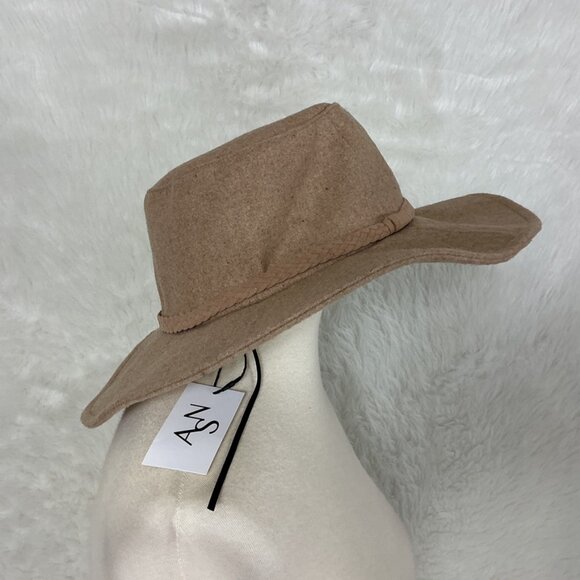 ASN Tan Wool Blend Braided Band Harper Hat NWT - Picture 1 of 6